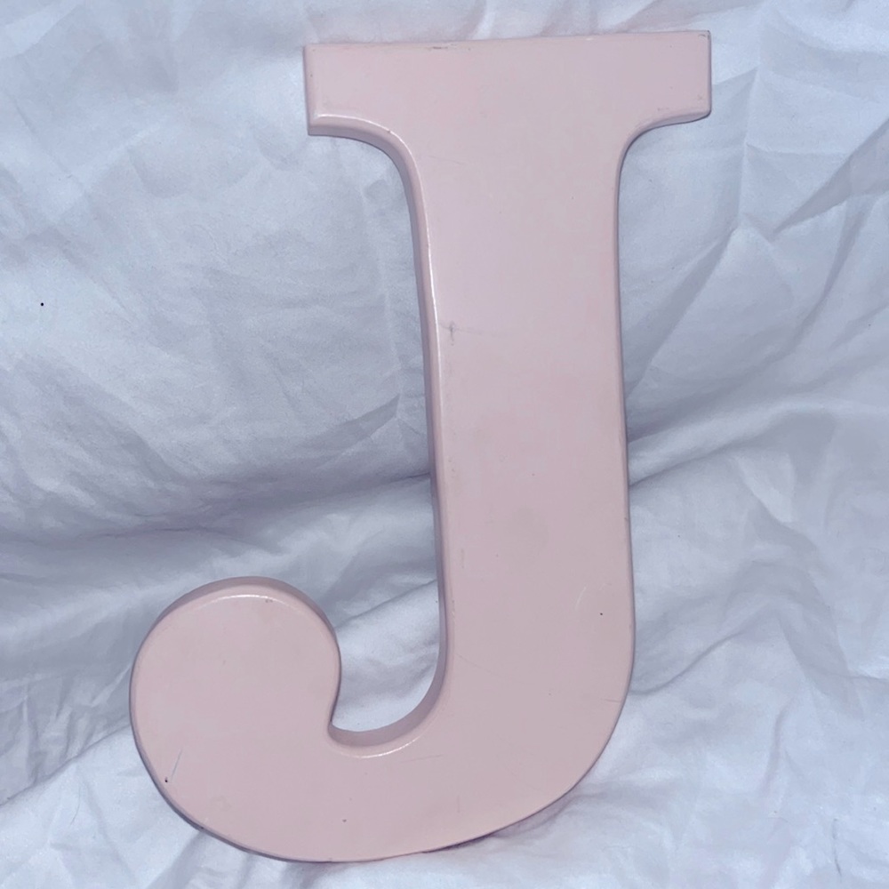 Letter J Initial baby pink color